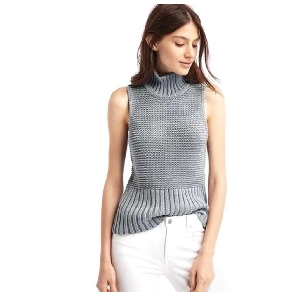 New Gap Sleeveless Turtleneck Sweater Cool Gray XS
